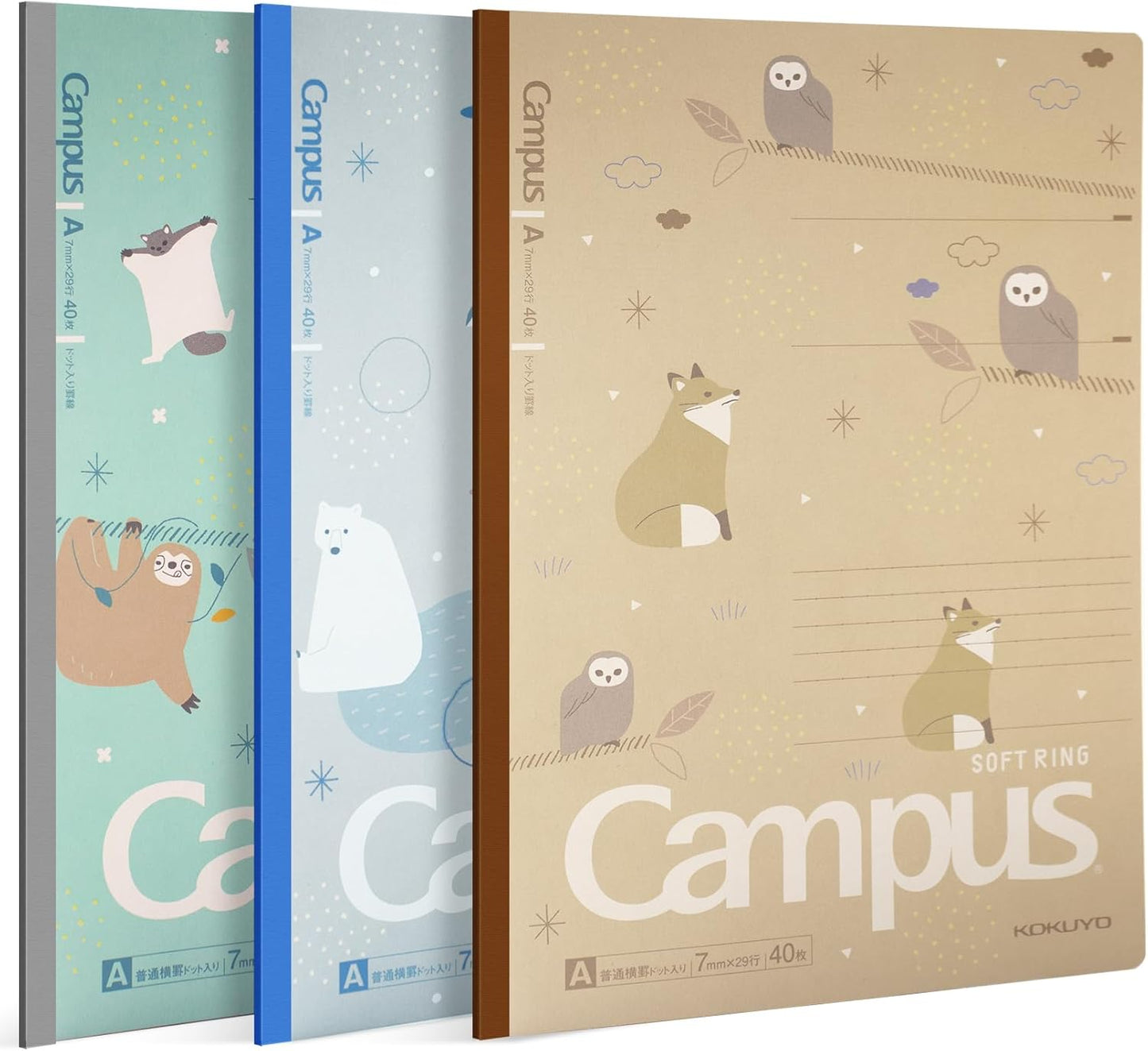 KOKUYO Campus B5 Comp Notebooks, 3 Pack - Dotted 7mm Rule, 40 Sheets - Cute Journal