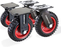 POWERTEC 6 Inch Caster Wheels Set of 4 - Heavy Duty Rubber Tread