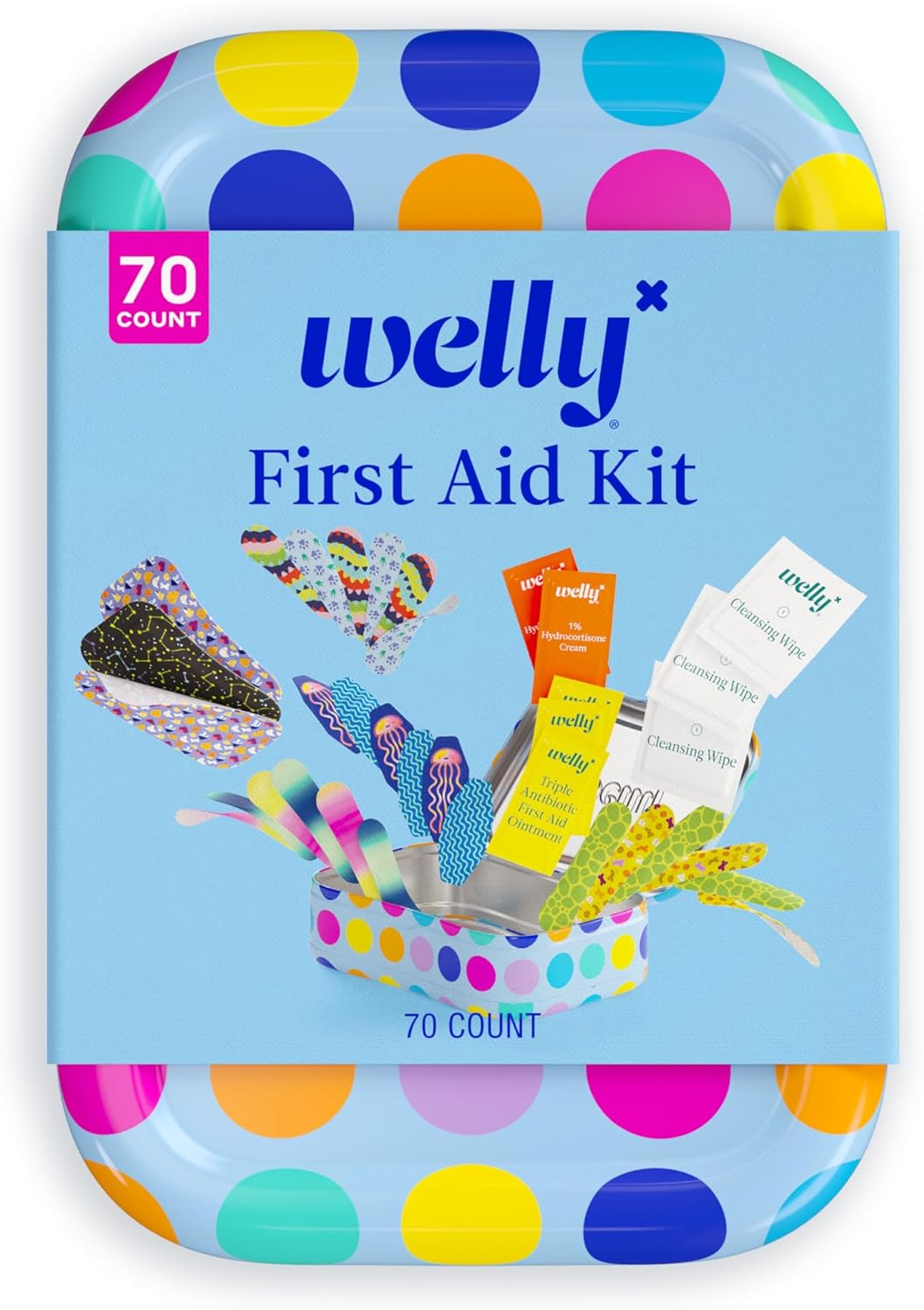 Welly First Aid Kit - 70 Flexible Fabric Bandages & Ointments
