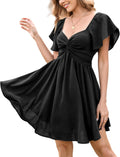 Florboom Sweetheart Knot Front Chiffon Mini Dress - Flattering Fit
