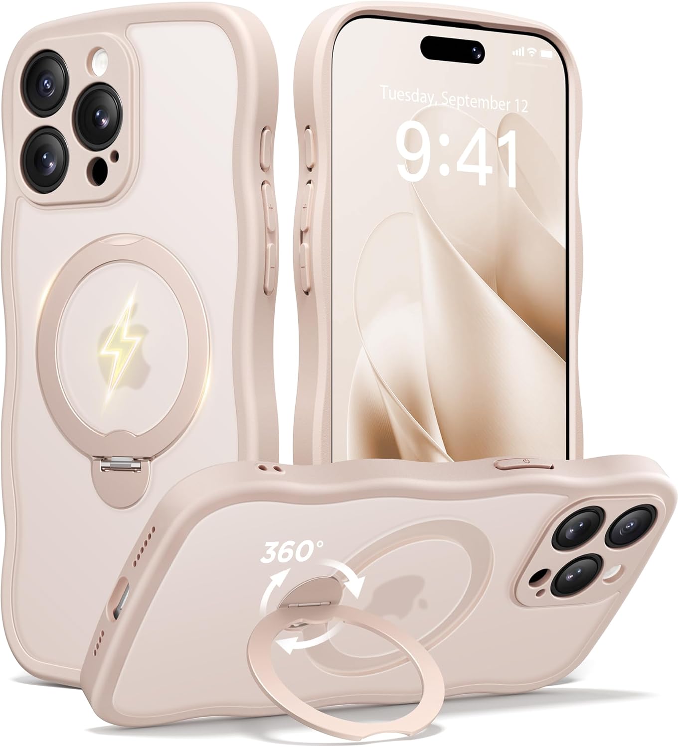 CAPRARO iPhone 15 Pro Max Case with 360 Spin Magnetic Stand