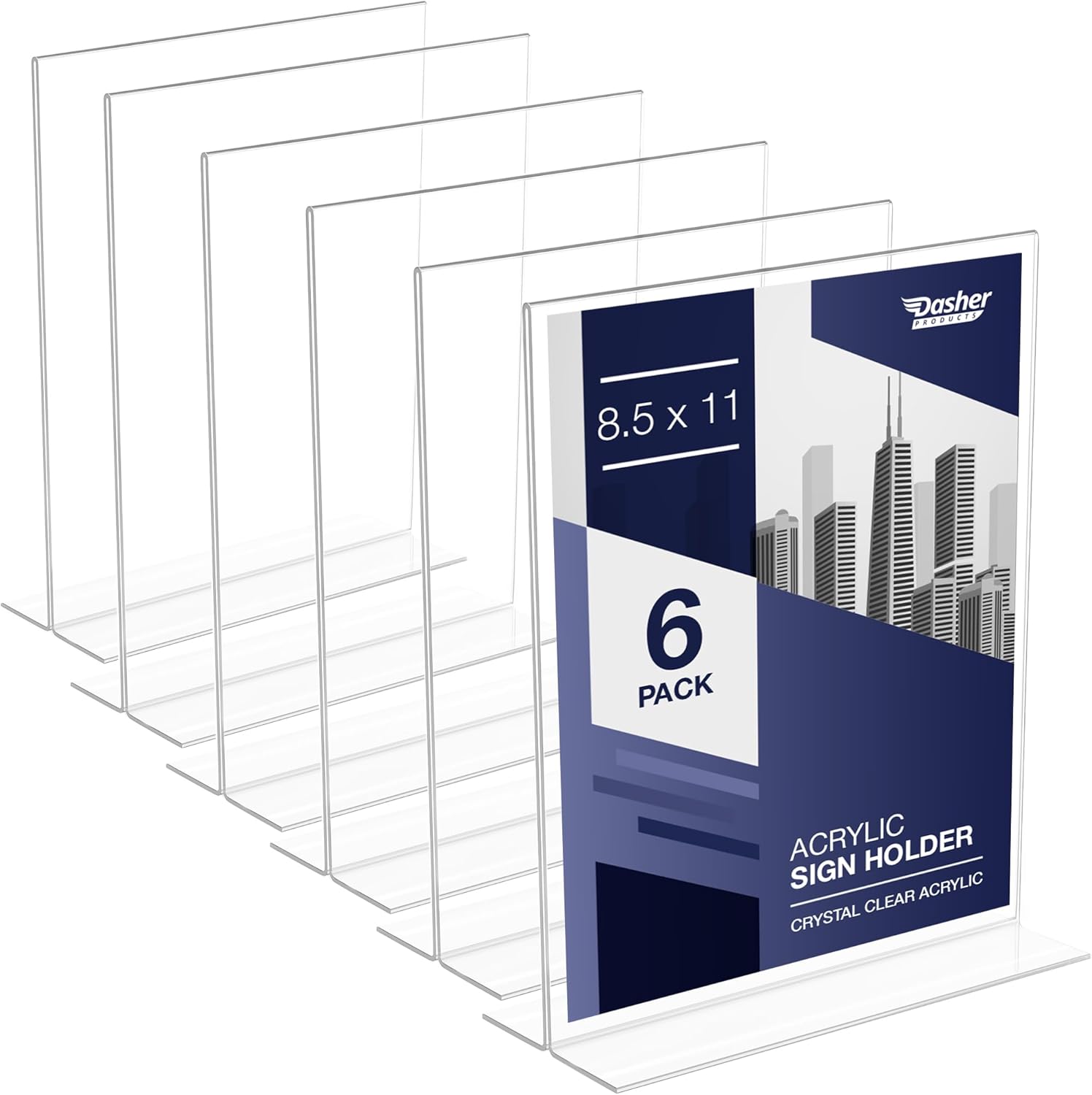 Acrylic Sign Holder 8.5 x 11 for Tables, 6 Pack Display Stands