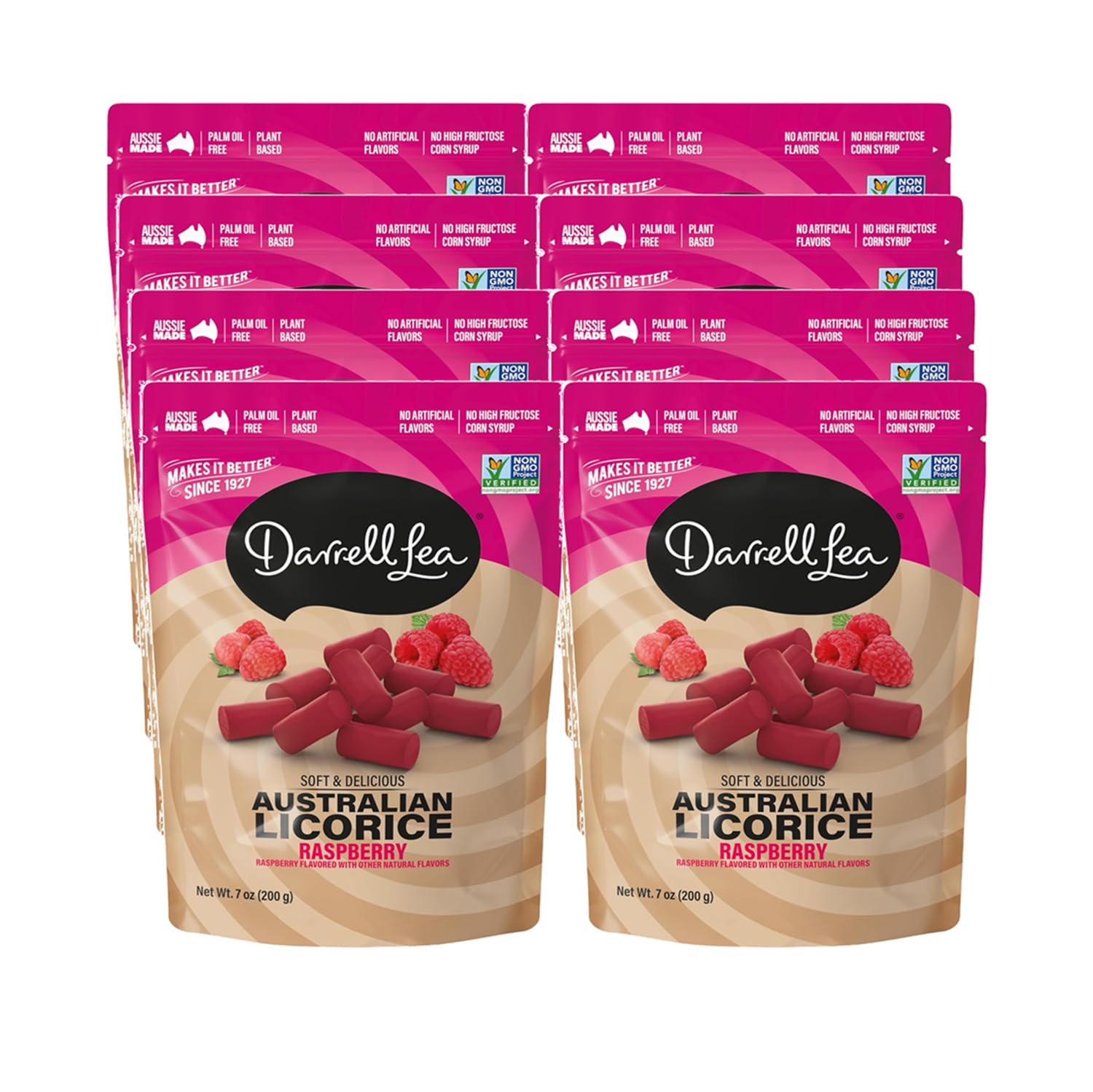 Darrell Lea Soft Australian Licorice, Raspberry Flavor Delight