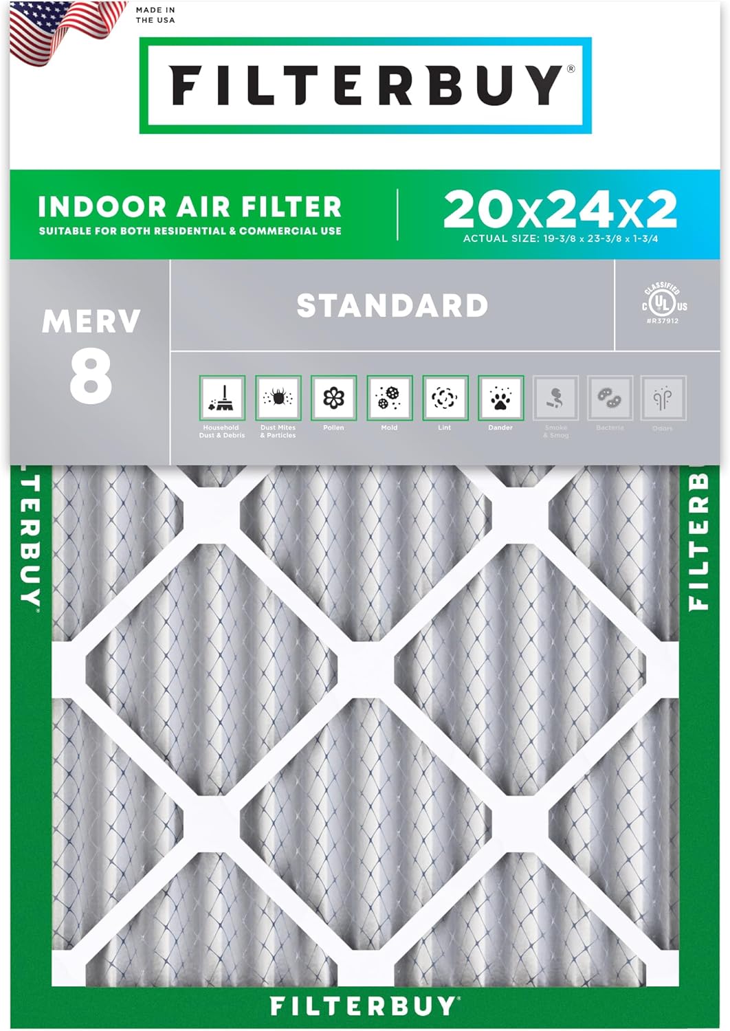 Filterbuy 20x24x2 Air Filter for Dust and Allergy Defense