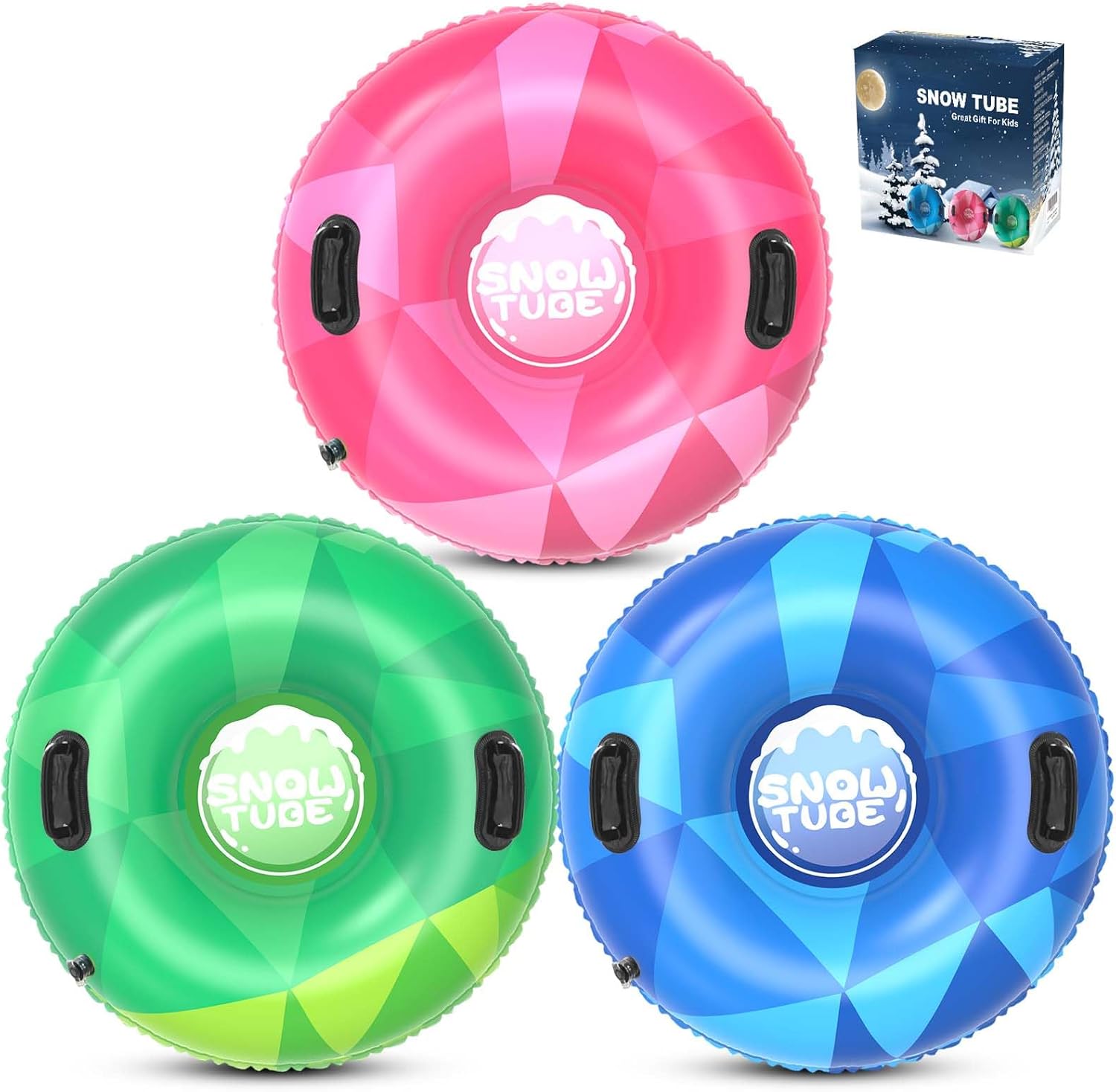 3Pack Inflatable Snow Tubes for Family Fun in Winter Activities