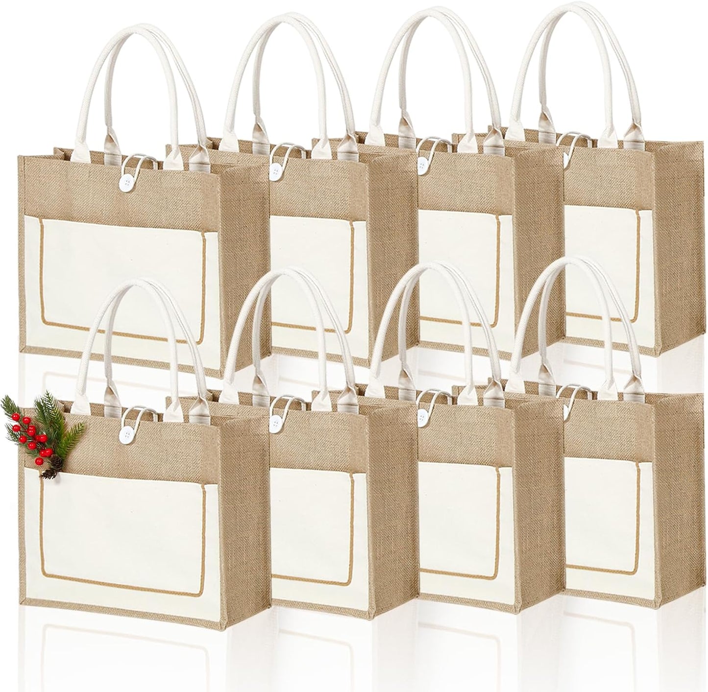 Reusable Jute Tote Bags Bulk for Grocery Shopping and Travel
