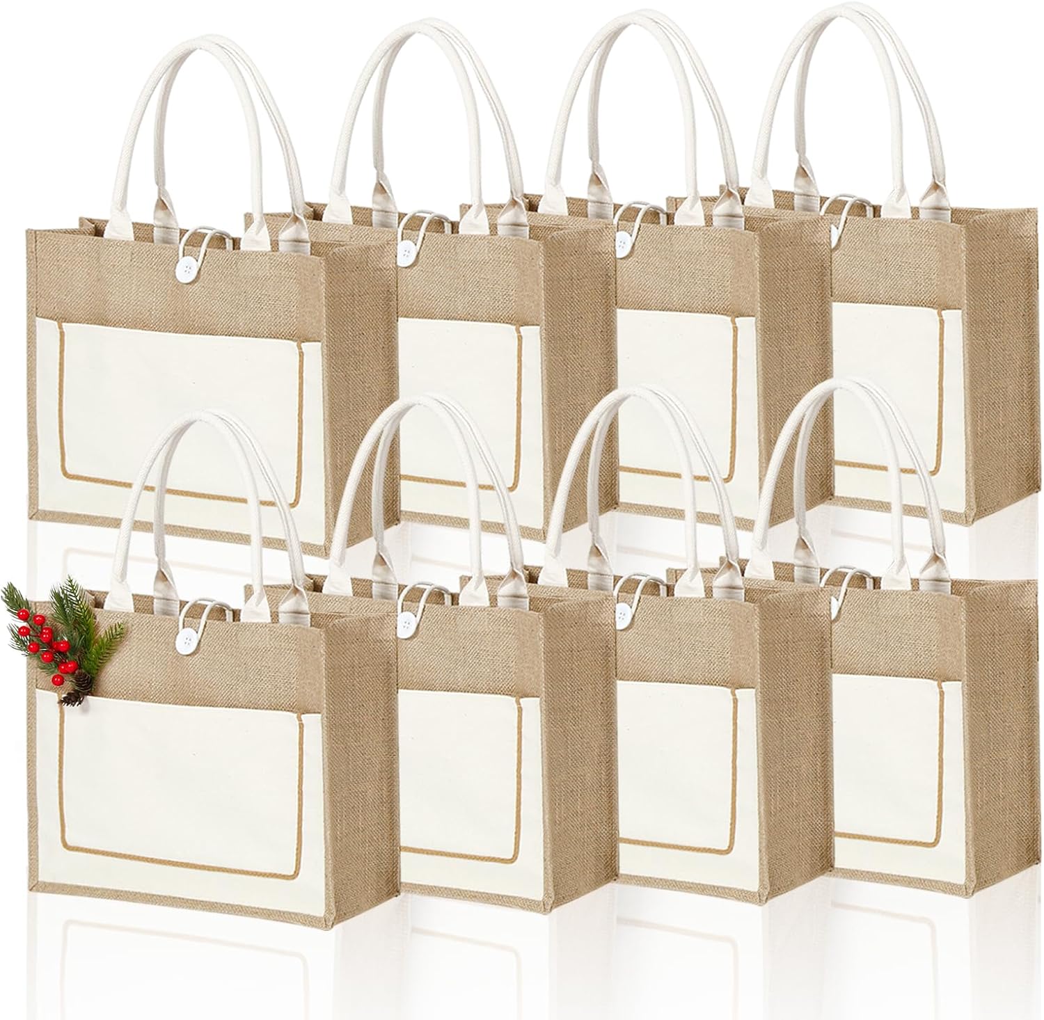Reusable Jute Tote Bags Bulk for Grocery Shopping and Travel