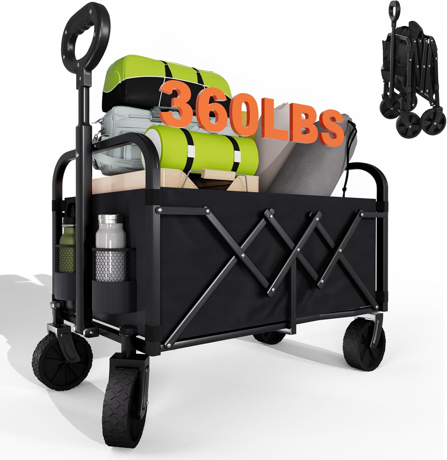 Collapsible Wagon Cart with Wheels for Grocery and Camping