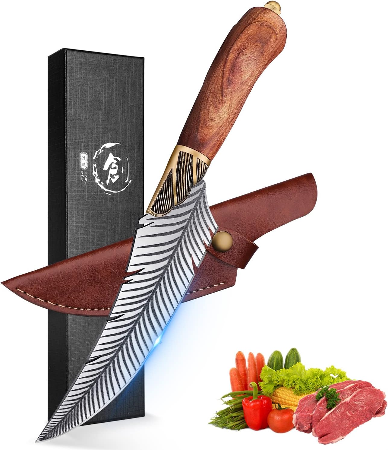 ROCOCO Feather Viking Boning Knife for Kitchen and Outdoor Use
