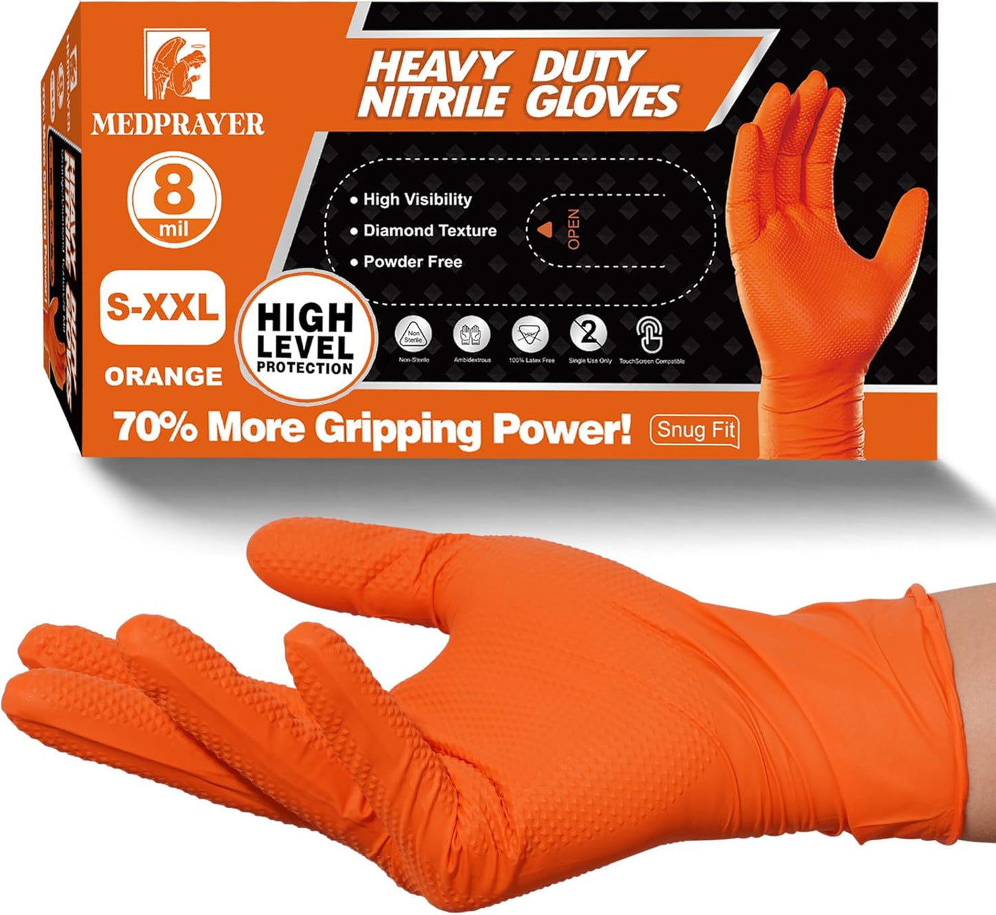 Diamond Textured Heavy Duty Nitrile Gloves - 8 Mil