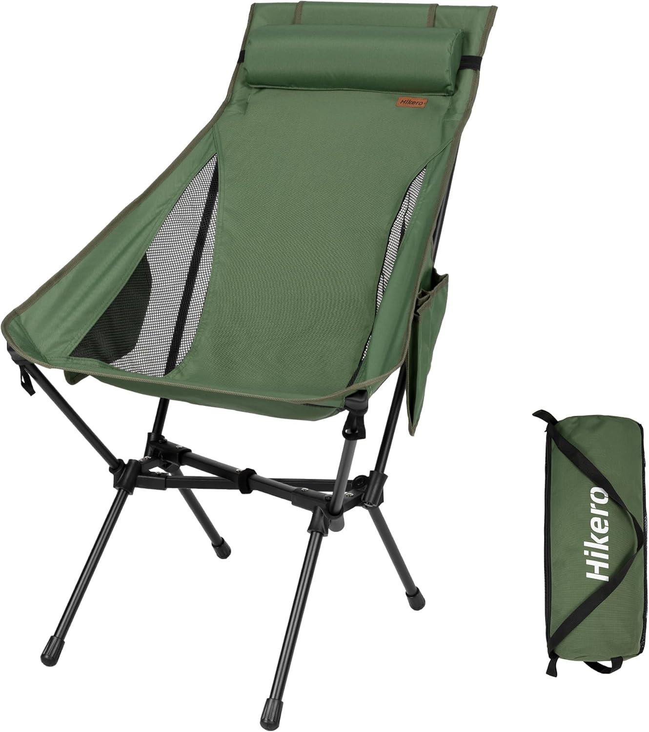 Ultra-Comfort High Back Camping Chair | 440 lbs Capacity | Portable & Adjustable Pillow by Hikero