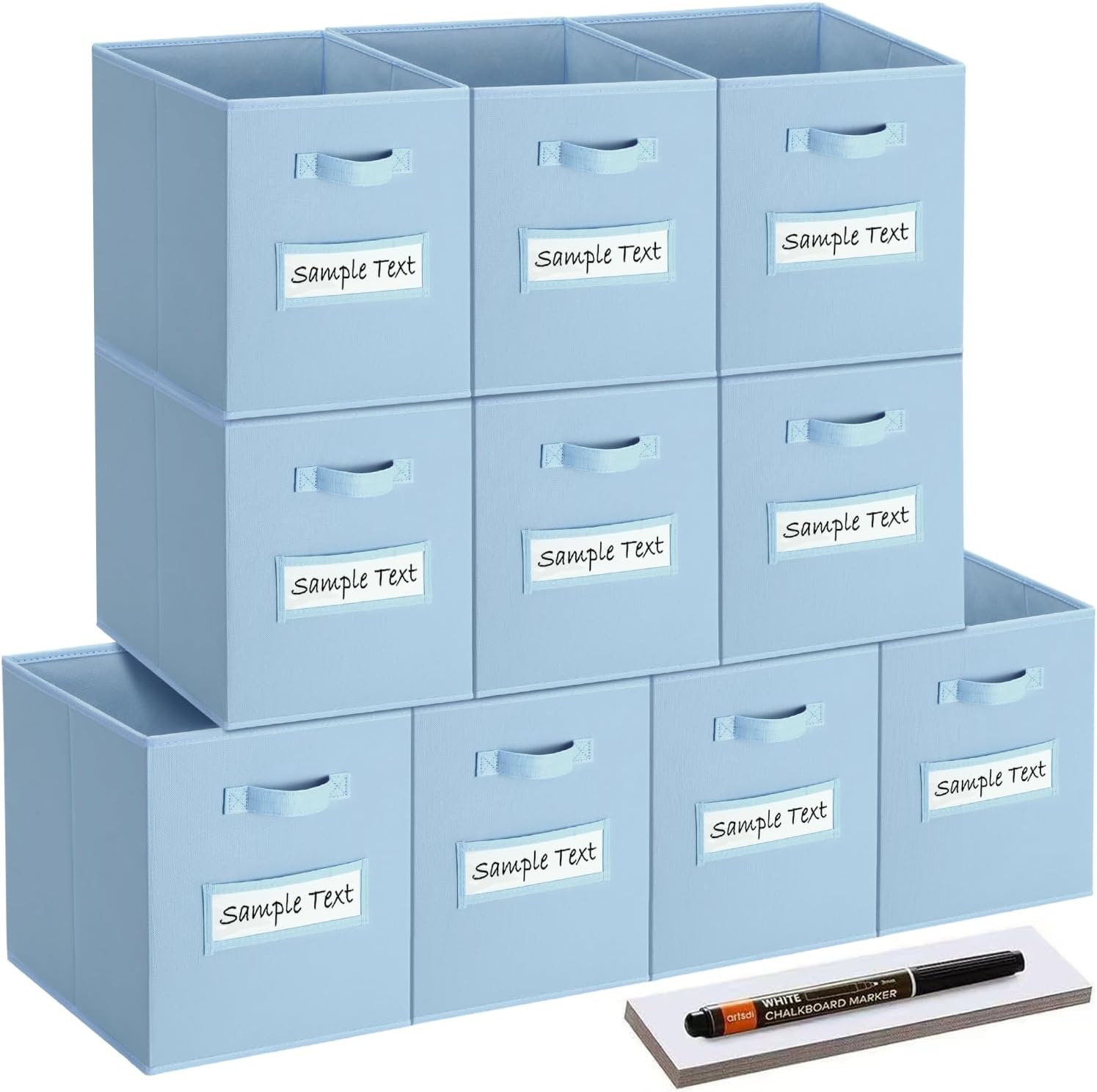 artsdi 11 Inch Cube Storage Bins Set of 10 for Organizing