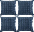 Dusty Blue 24x24 in Corduroy Throw Pillow Covers 4 Pack - Plush