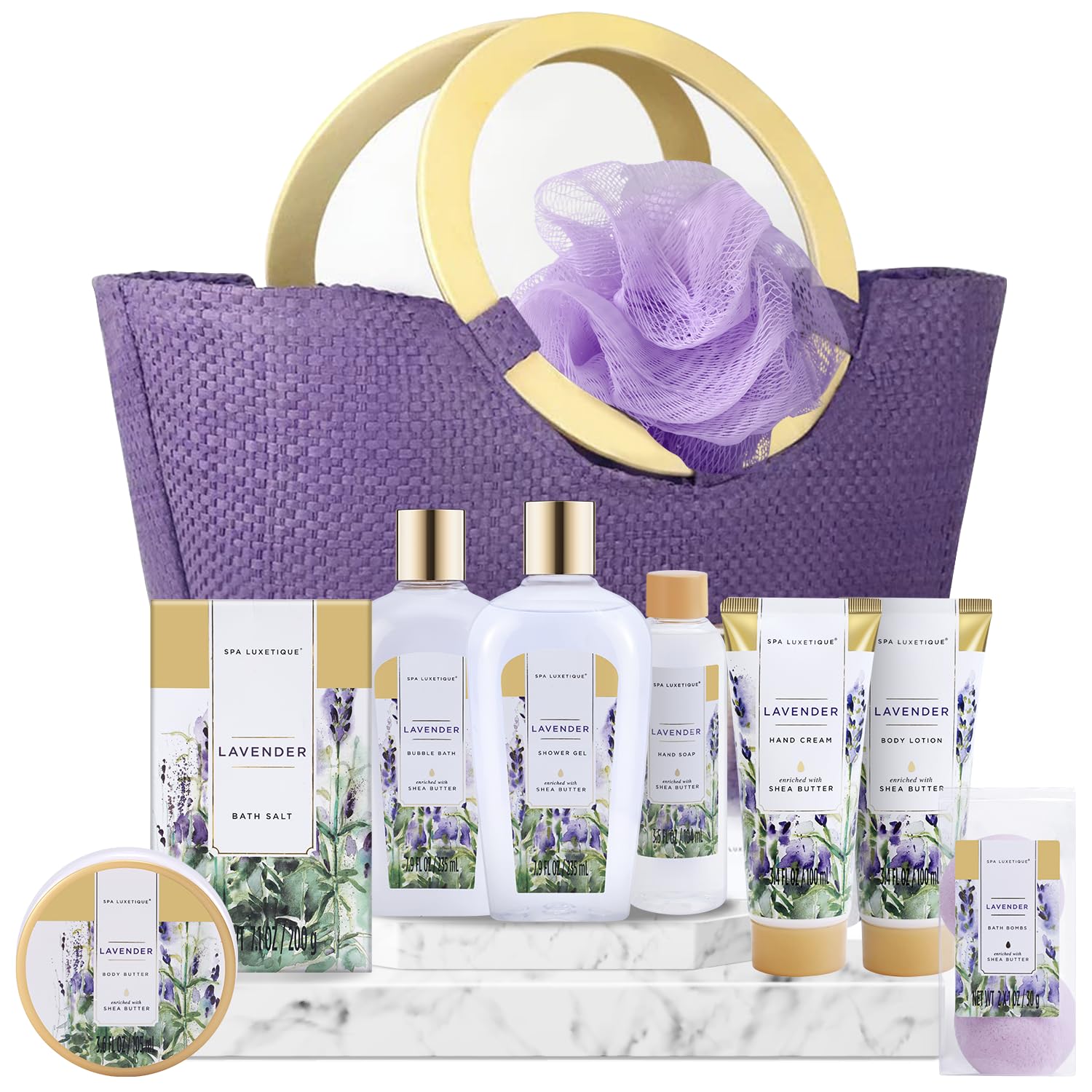 Spa Luxetique Gift Baskets for Women - 10pcs Lavender Set