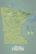 Minnesota State Parks & Public Lands Map 24x36 Poster - Color
