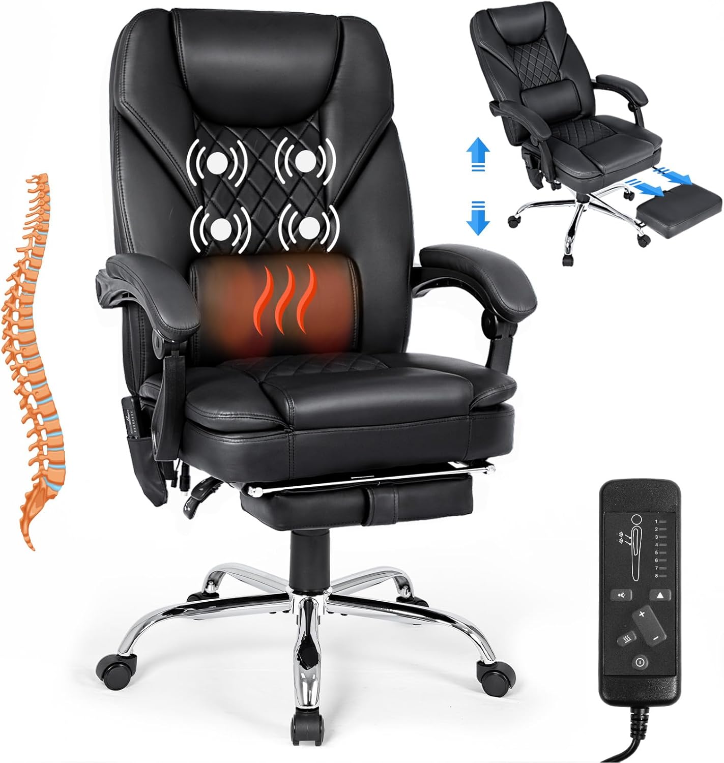 400lbs Executive Leather Office Chair with Ergonomic Design