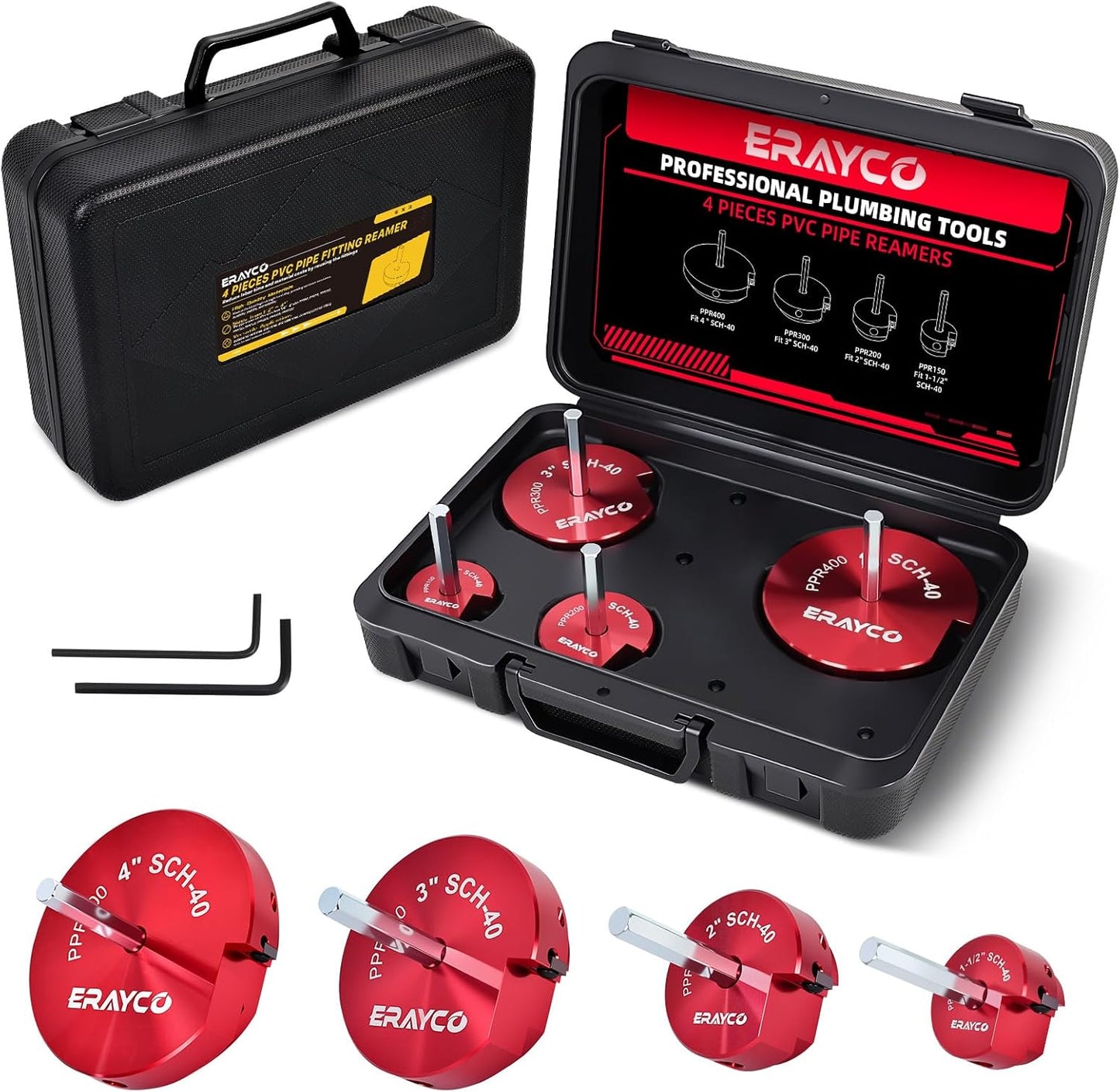 4PCS PVC Pipe Reamer Kit for Efficient Plumbing Projects