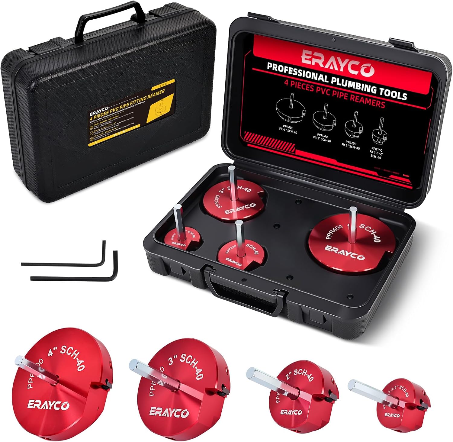 4PCS PVC Pipe Reamer Kit for Efficient Plumbing Projects