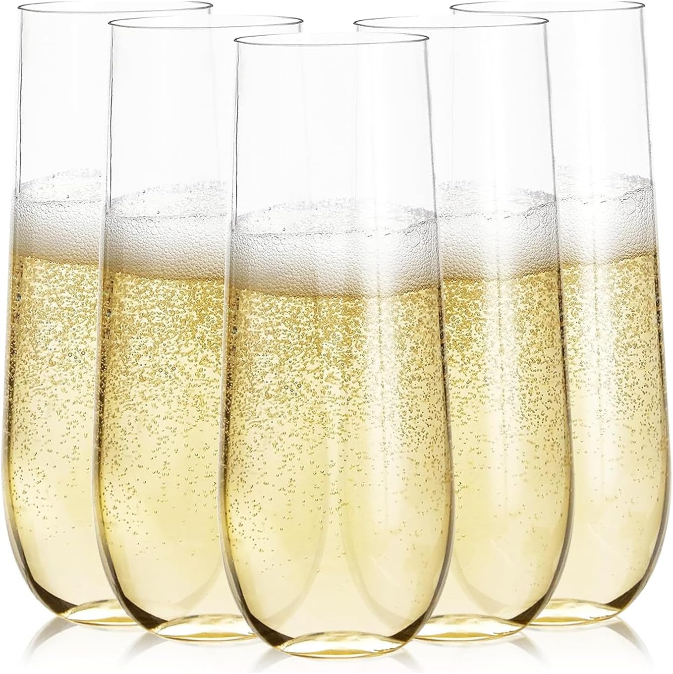 Elegant 9oz Stemless Plastic Champagne Flutes for Celebrations