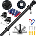 5FT Flag Pole Kit with Solar Light and Embroidered US Flag - Day