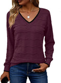 Zeagoo Womens Crochet V Neck Sweater - Lightweight Fall Pullover