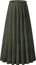 Women's Chiffon Elastic High Waist Pleated A-Line Maxi Skirt