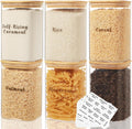 Square Glass Pantry Storage Containers with Bamboo Lids - Organized