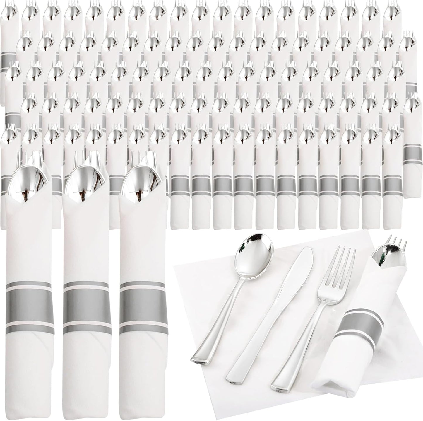 Supernal 120pack Silver Plastic Silverware for Every Occasion