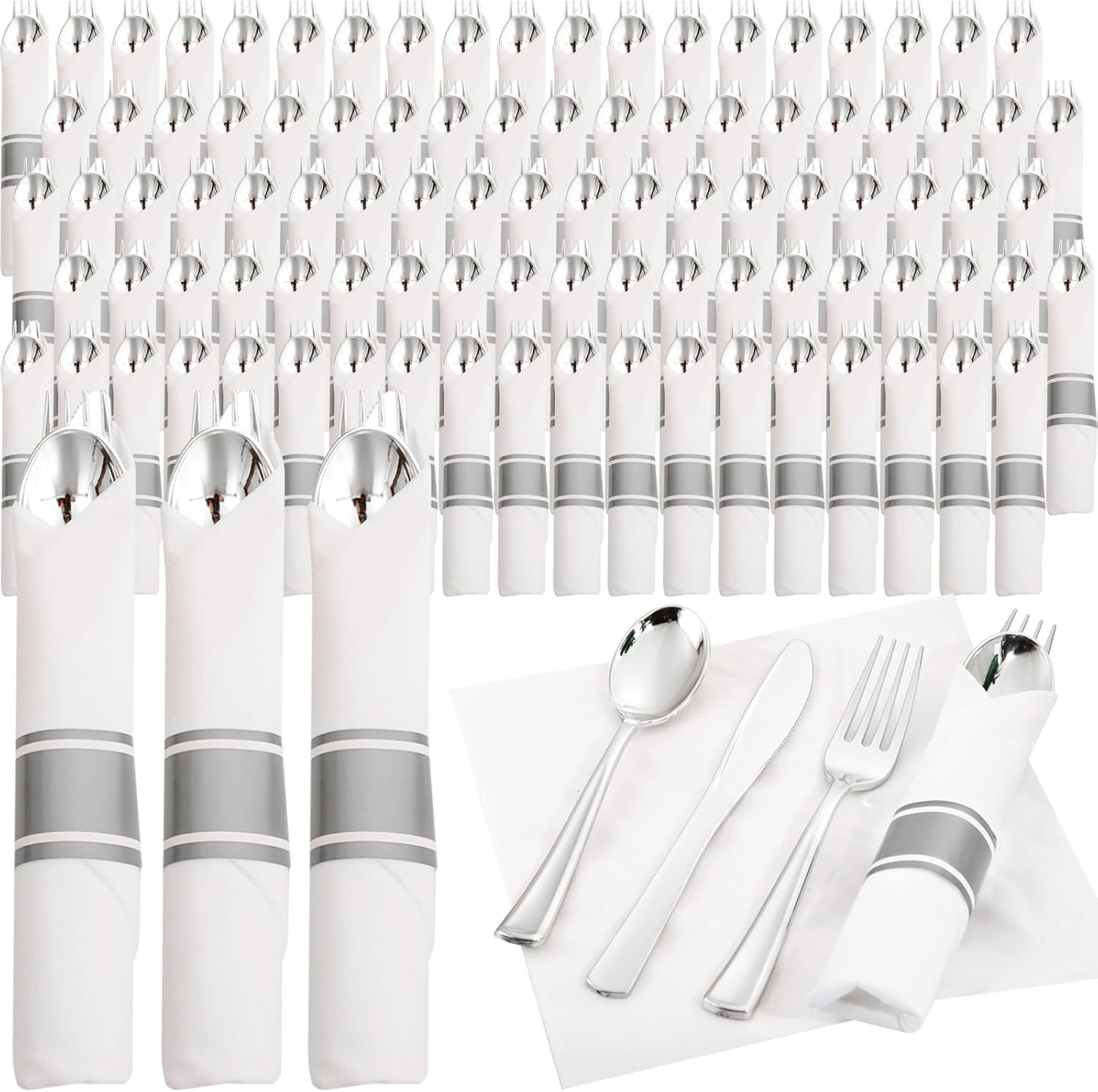 Supernal 120pack Silver Plastic Silverware for Every Occasion
