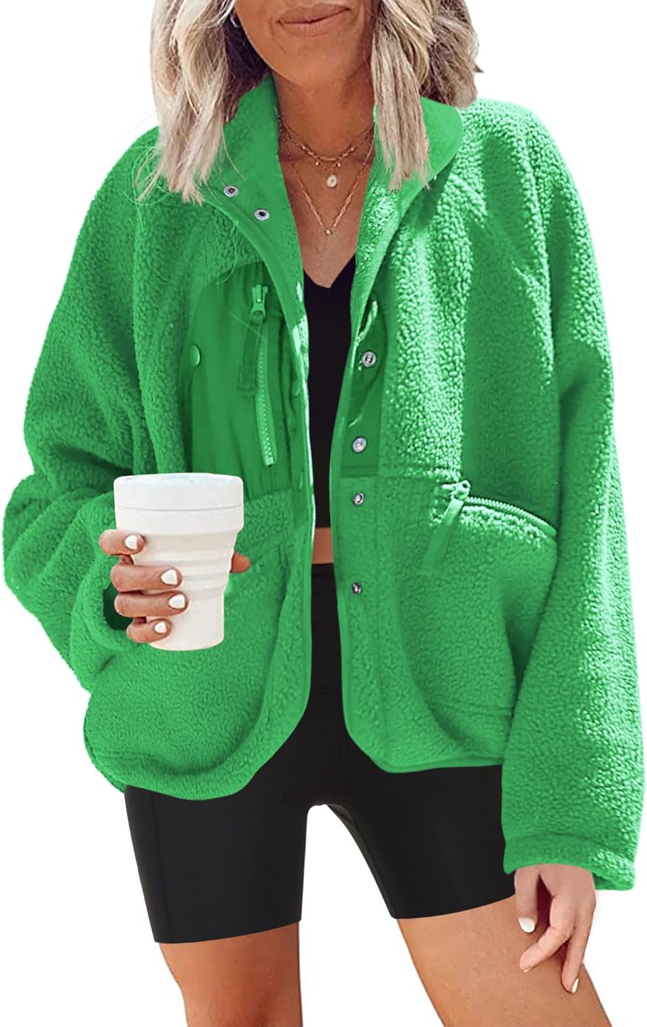Nirovien Womens Fuzzy Fleece Jacket for Cozy Winter Style