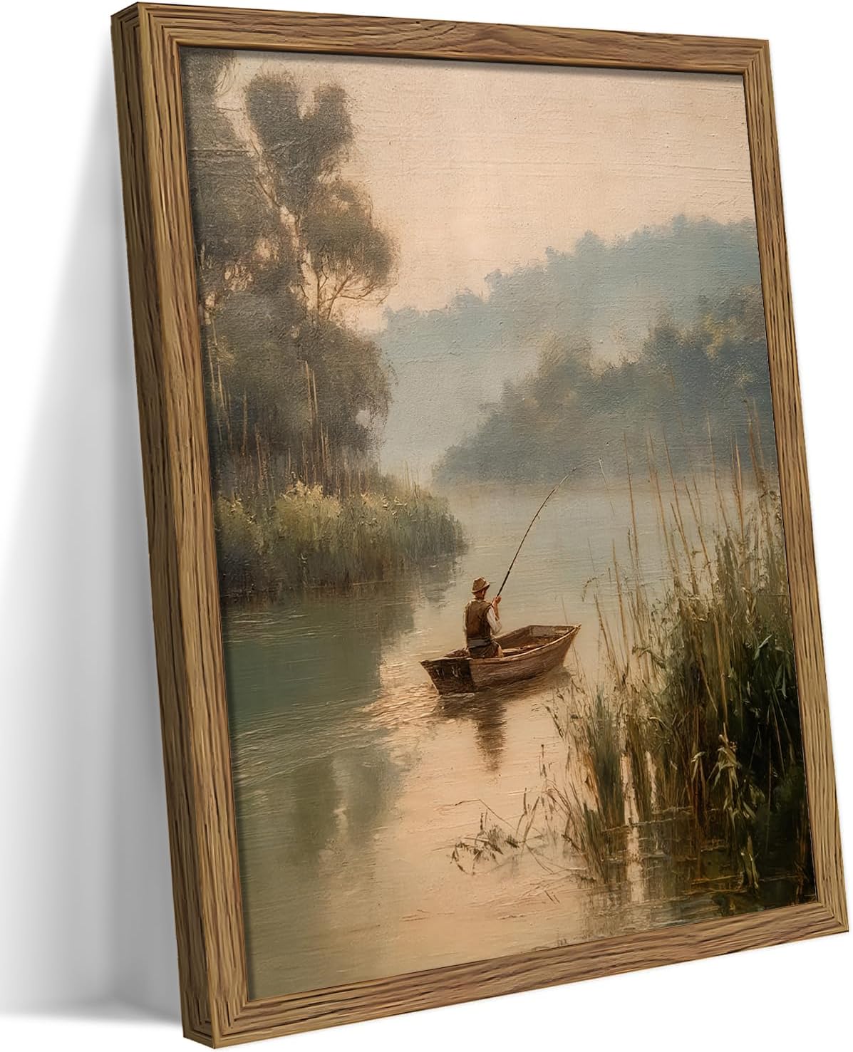Vintage Fishing Wall Art for Rustic Home Decor and Boys Room
