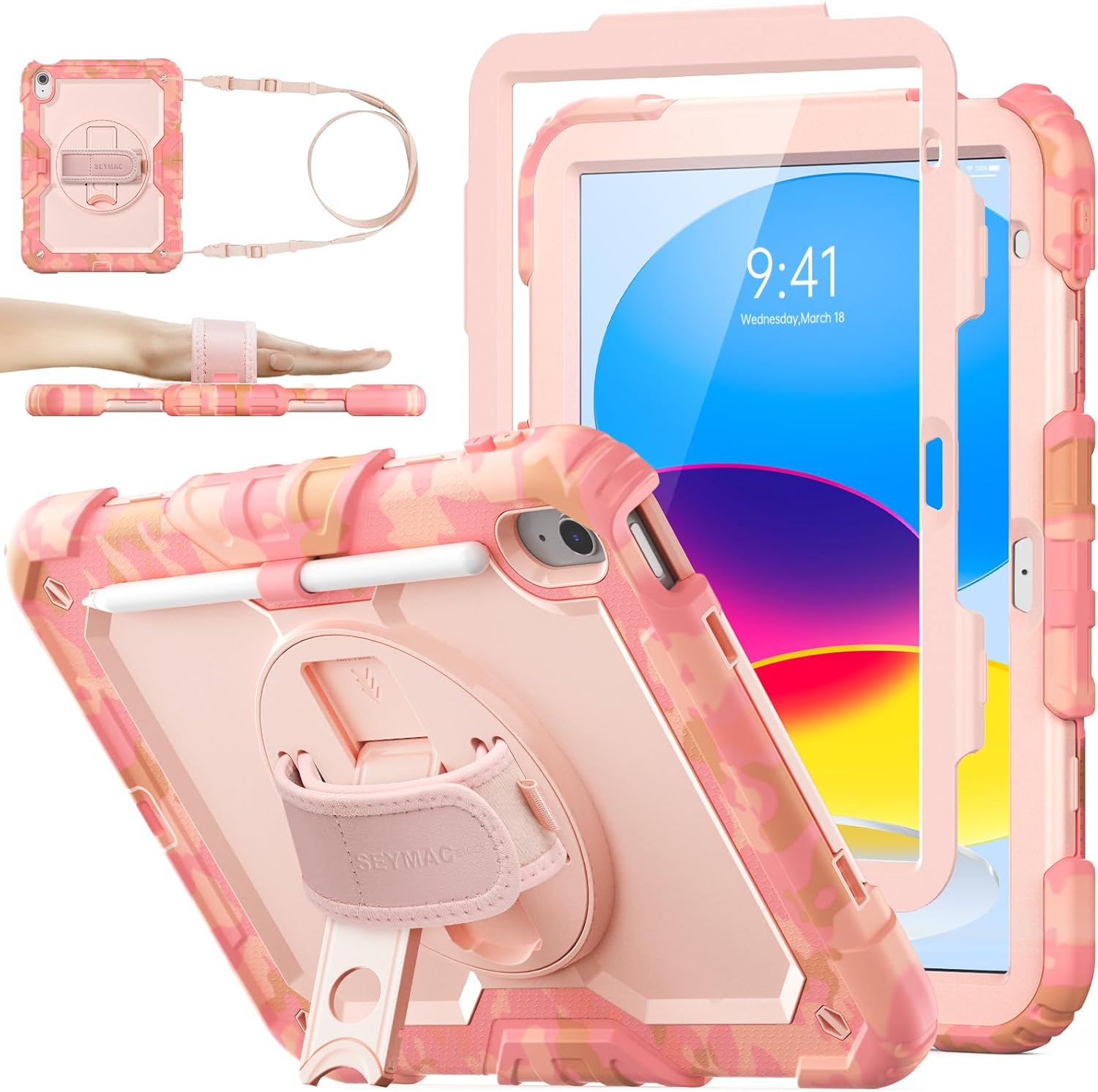 SEYMAC Stock iPad Case for A16 11th/10th Gen with Full Protection