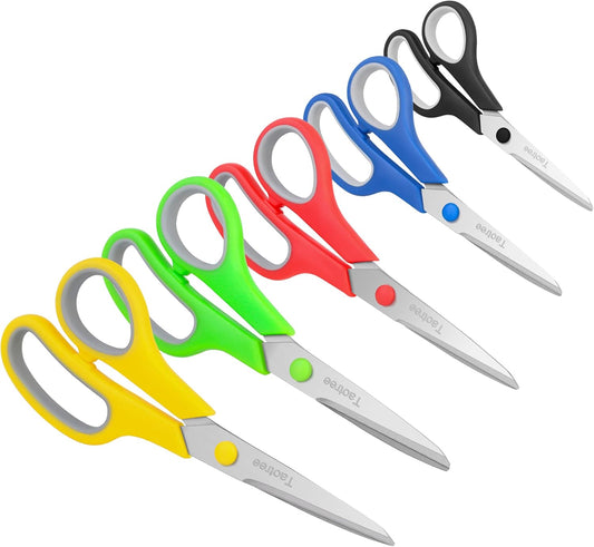 Taotree 8 All-Purpose Scissors 5-Pack: Sharp Shears for Craft & Sewing