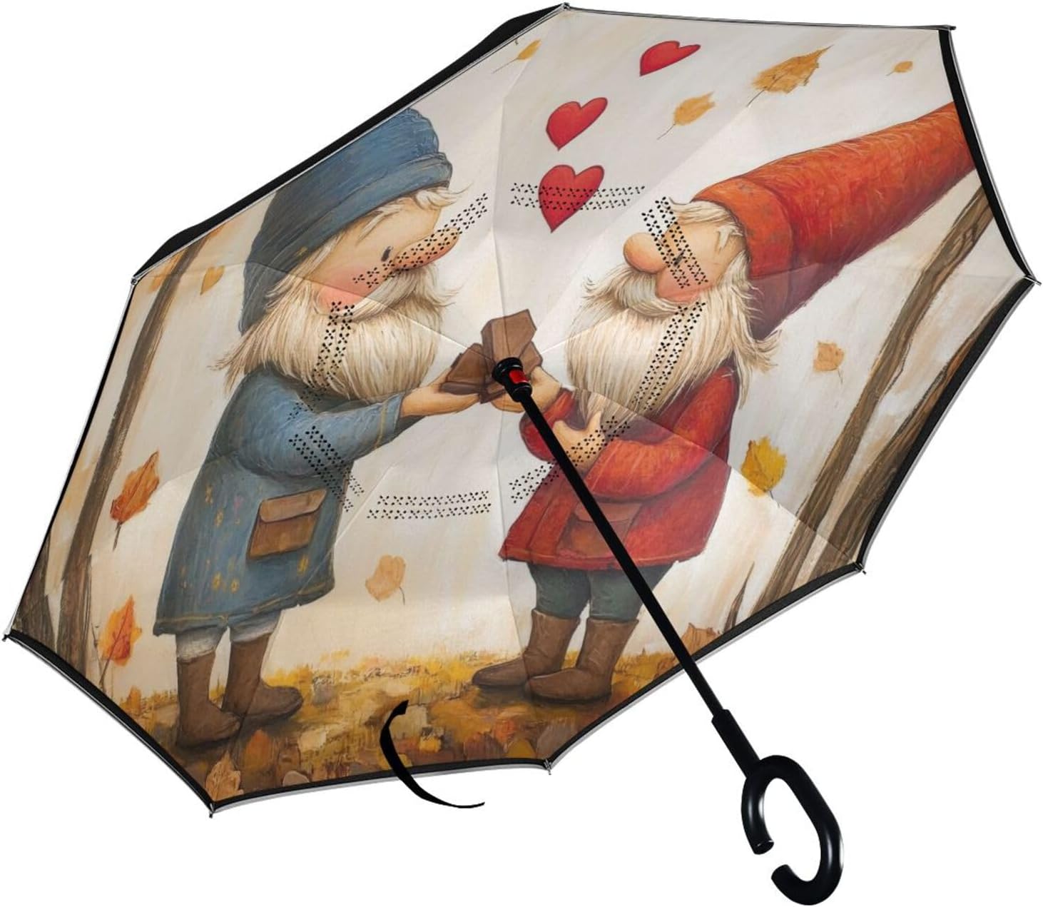 FLildon Oversize Valentine Gnome Umbrella - Windproof & Waterproof
