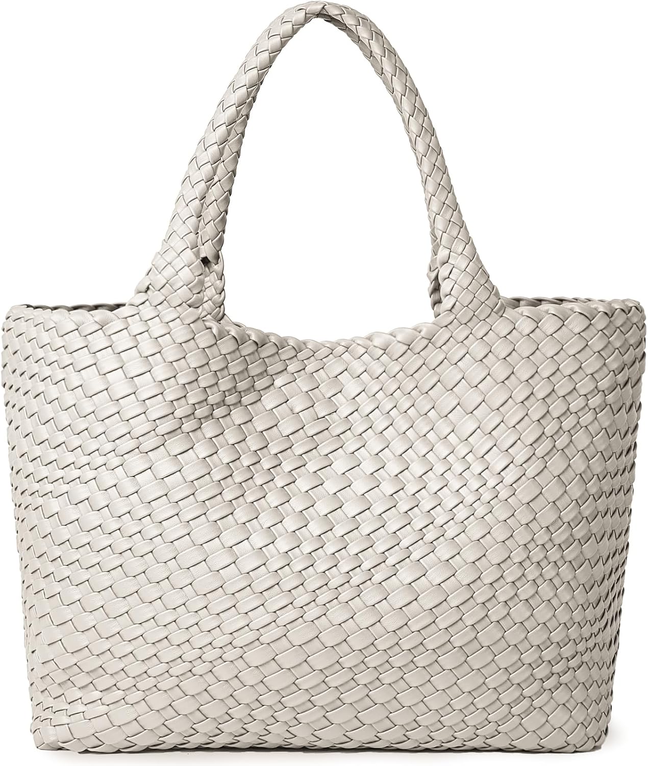 Woven Shoulder Bag for Women - Stylish Vegan Leather Tote