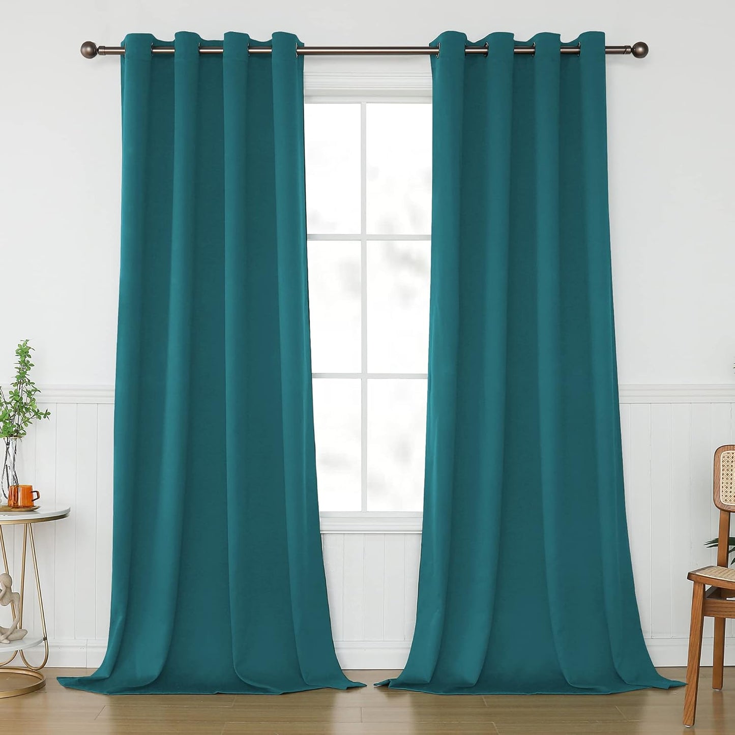 KEQIAOSUOCAI Teal Curtains 120 Inches Long for Living Room