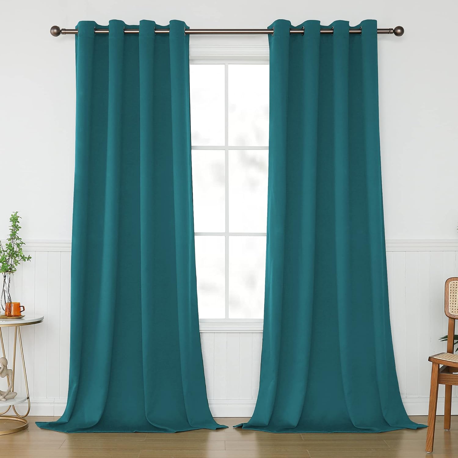 KEQIAOSUOCAI Teal Curtains 120 Inches Long for Living Room