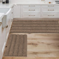 Chenille Striped 2 Piece Bathroom Set - Super Absorbent Taupe Brown