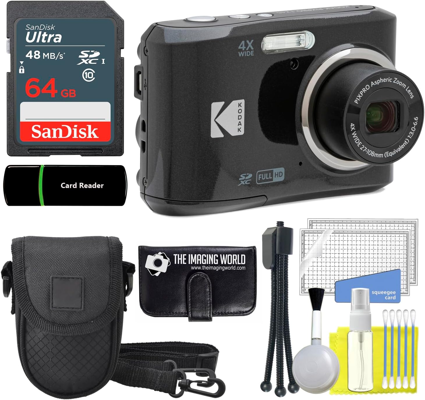 Kodak PIXPRO FZ45 Digital Camera with 64GB Bundle and Tripod