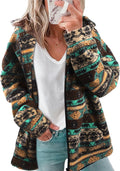 Womens Aztec Print Sherpa Fleece Zip Hoodie - Cozy Layer