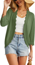 Women's 3/4 Sleeve Summer Cardigan Cropped Shrug - Lightweight Comfort