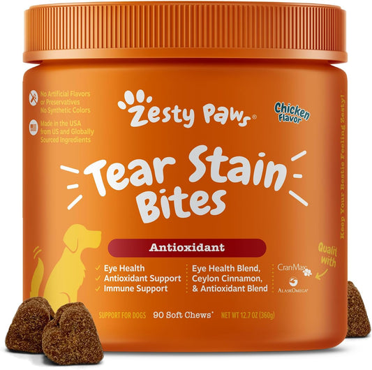 Zesty Paws Tear Stain Support Chews for Dogs - Eye Health