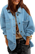 Sidefeel Women's Oversized Zimbaplatinum Jean Jacket - Tunic Boyfriend