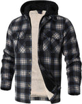 Heavy Thick Flannel Plaid Jacket Sherpa Fleece Lined Hoodie - Warm up
