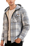 ZITY Men's Zipper Hoodies Flannel Shirt Jacket - Warm Sherpa Lined you
