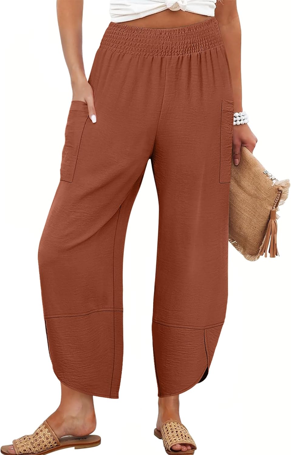 Womens Wide Leg Palazzo Capri Pants for Summer Casual Style