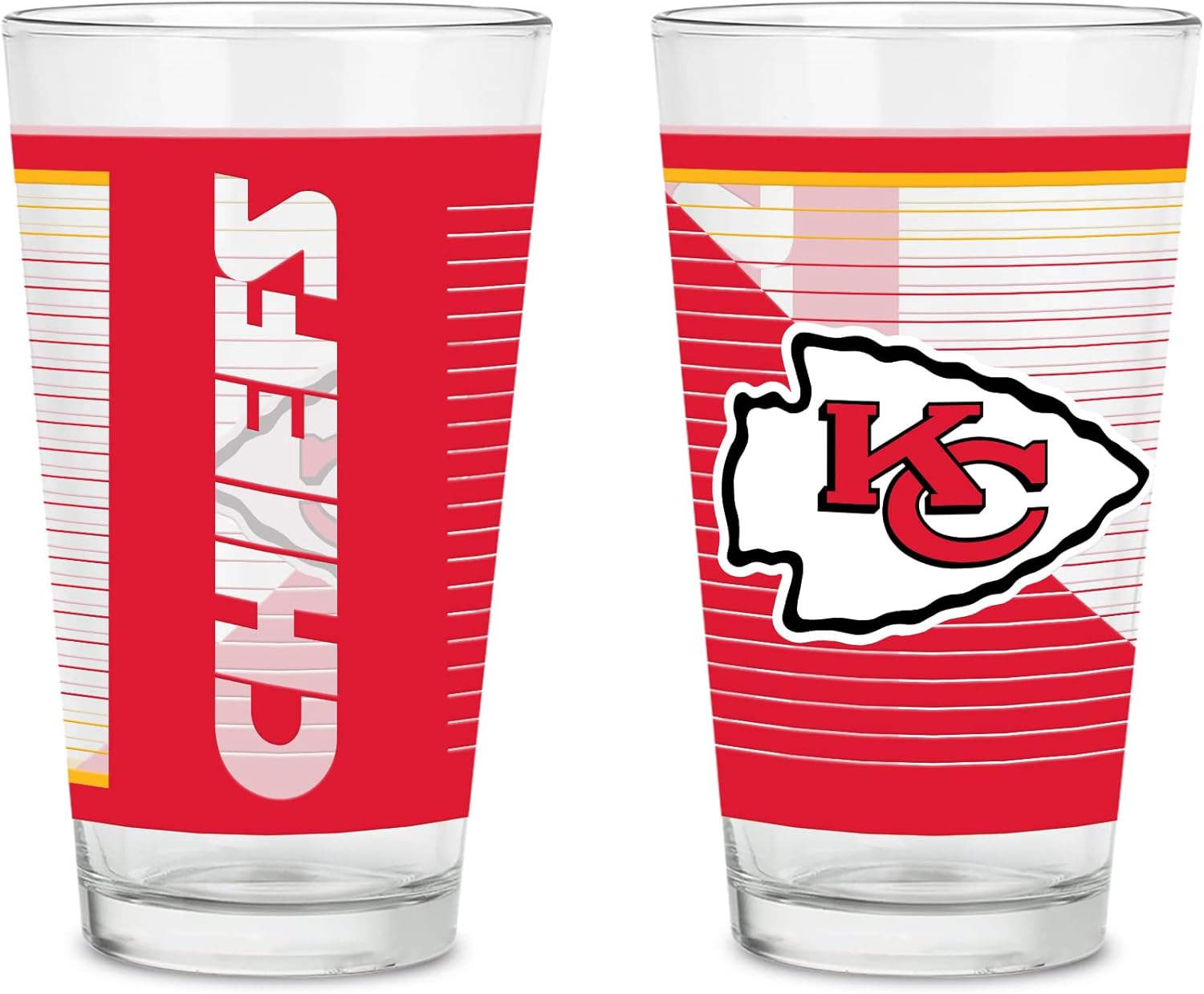 NFL Football Pint Glasses Set of 2 with Digitally Printed Logo
