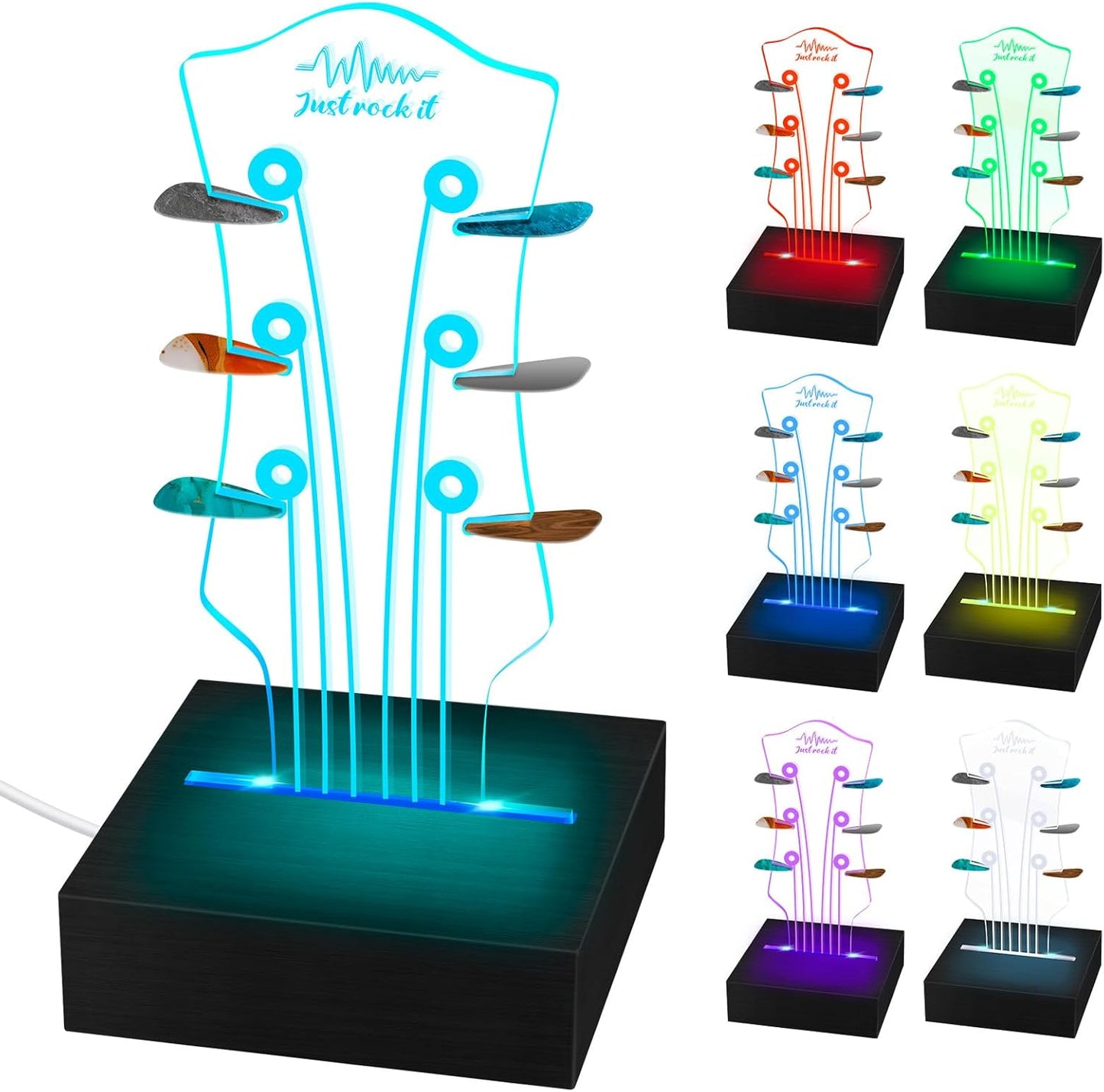 LED Guitar Pick Holder - Remote Control, 7 Colors