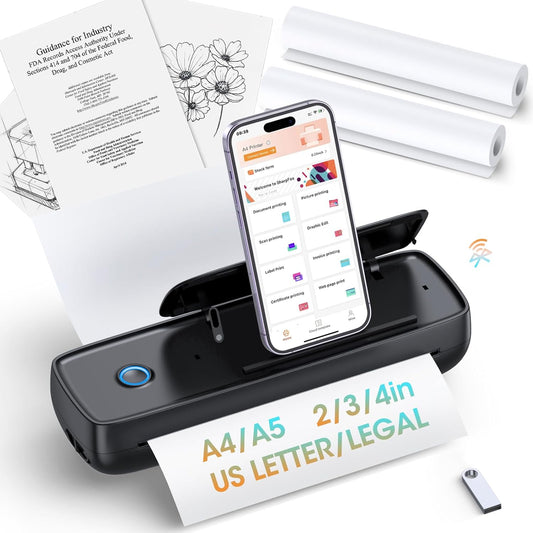 Portable Wireless Printer for Travel - Compact Bluetooth Thermal