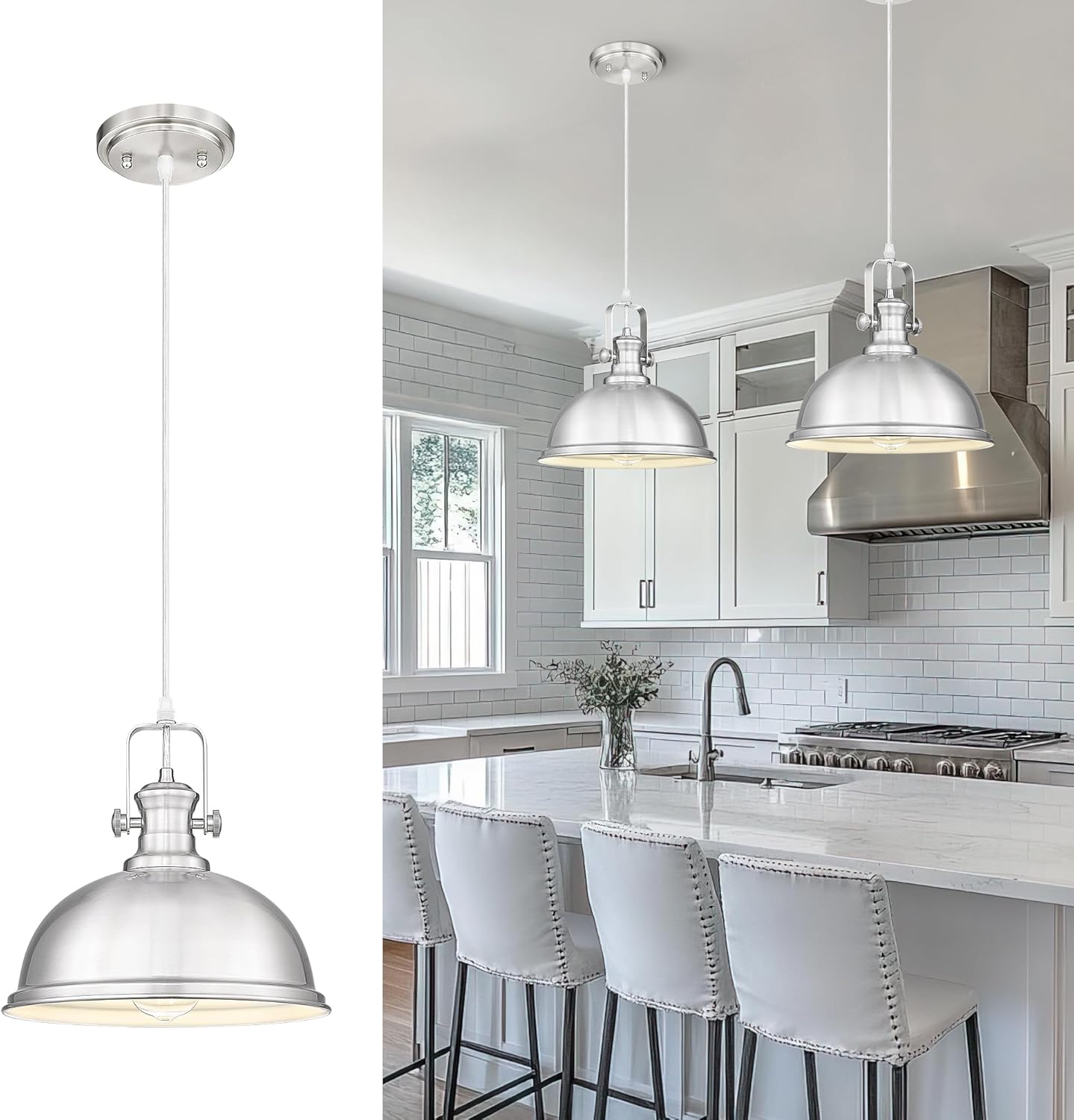Pendant Lights Kitchen Island with Rustic Metal Shade Design